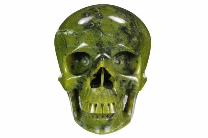 Realistic, Polished Jade (Nephrite) Skull #127593